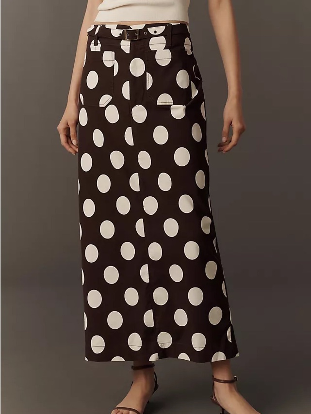 Maeve Colette Belted Polka Dot maxi skirt